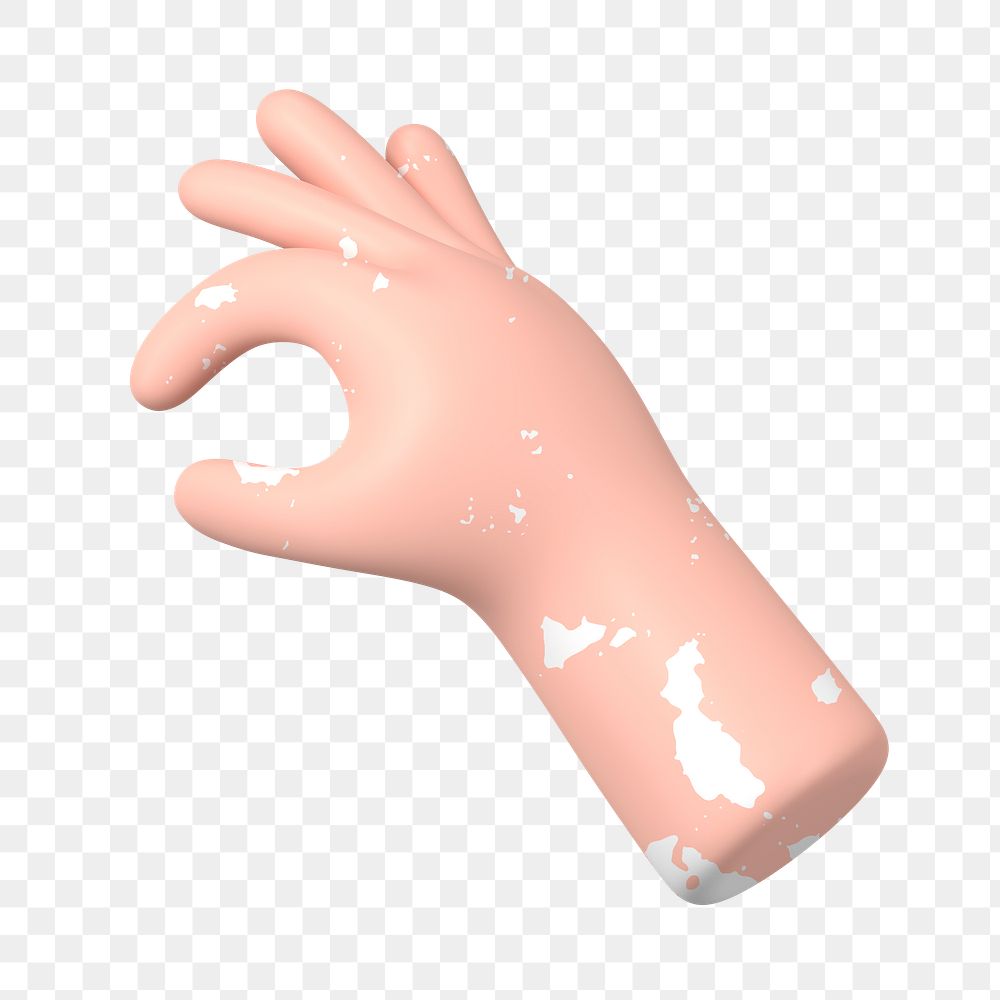 3D hand png picking something up gesture, transparent background