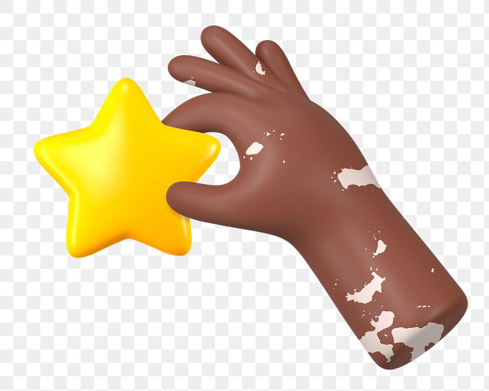 Hand holding star png sticker, 3D illustration, transparent background