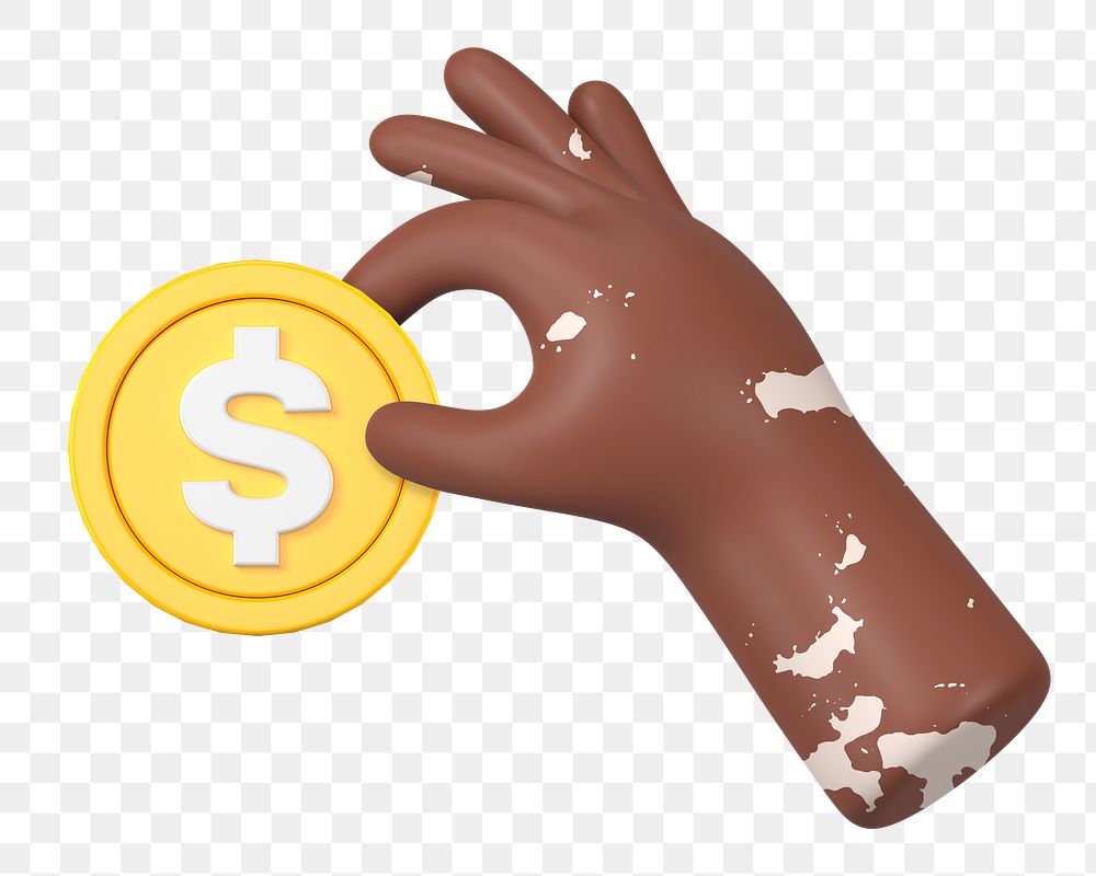 Hand holding coin png sticker, money and finance 3D graphic, transparent background