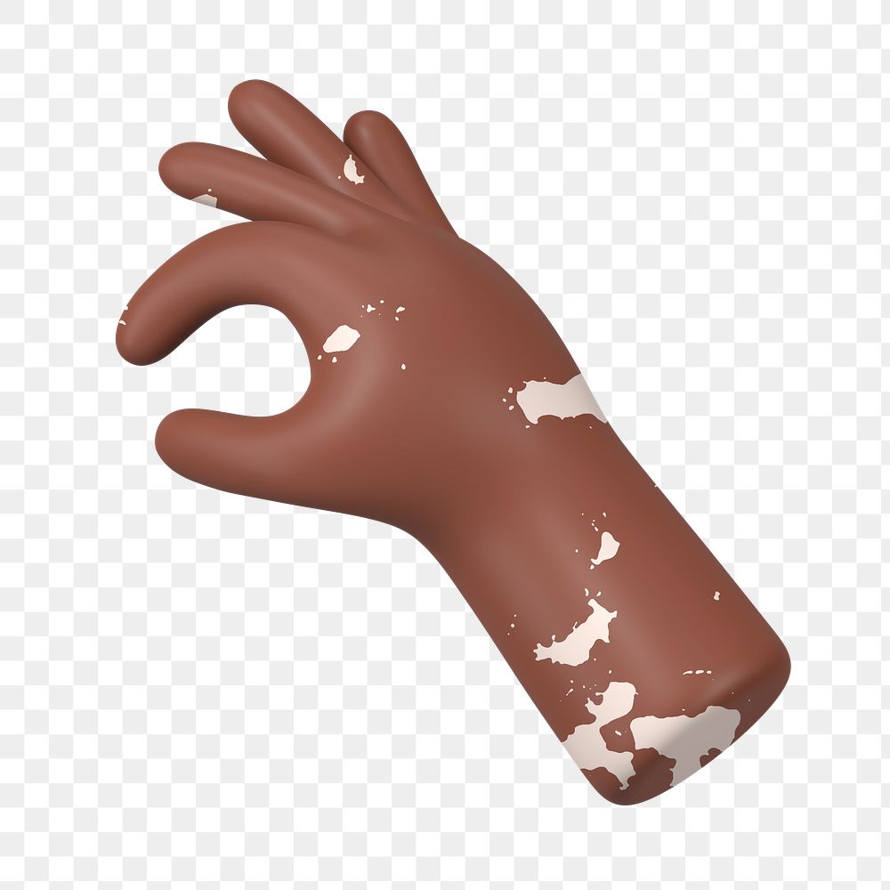 OK hand gesture png, vitiligo awareness, 3D graphic, transparent background