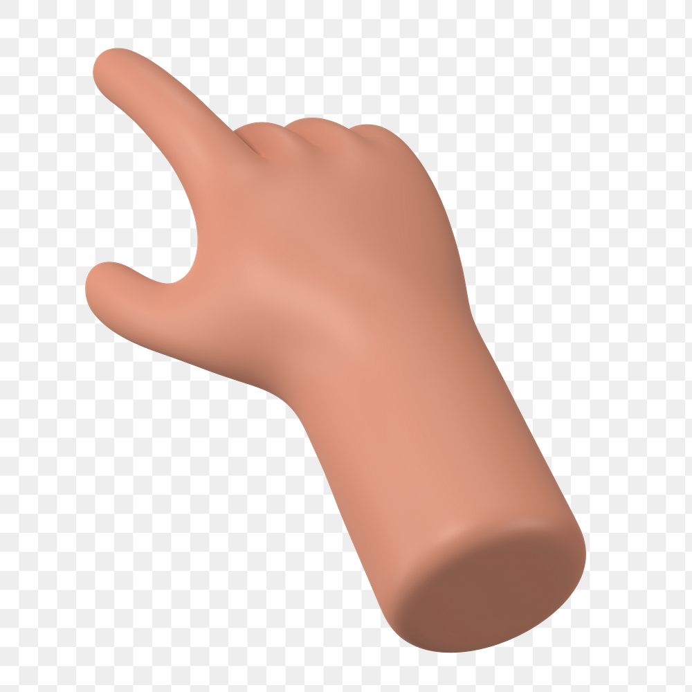 Finger-pointing tanned png hand gesture, 3D illustration, transparent background