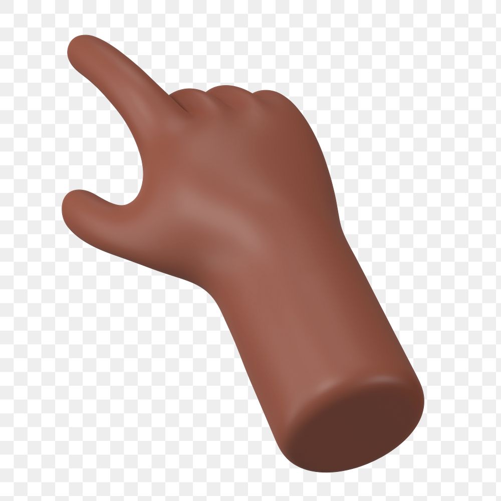 Finger-pointing black png hand gesture, 3D illustration, transparent background