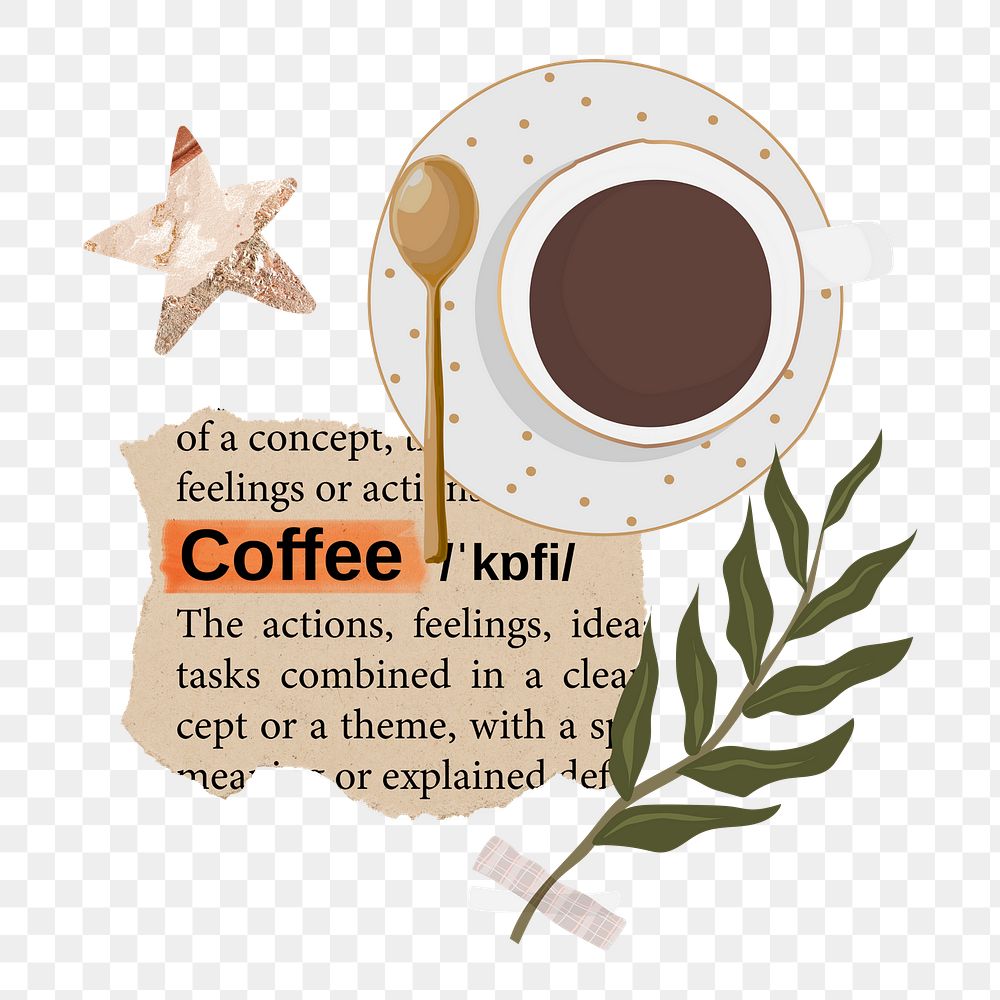 Aesthetic coffee png sticker, transparent background