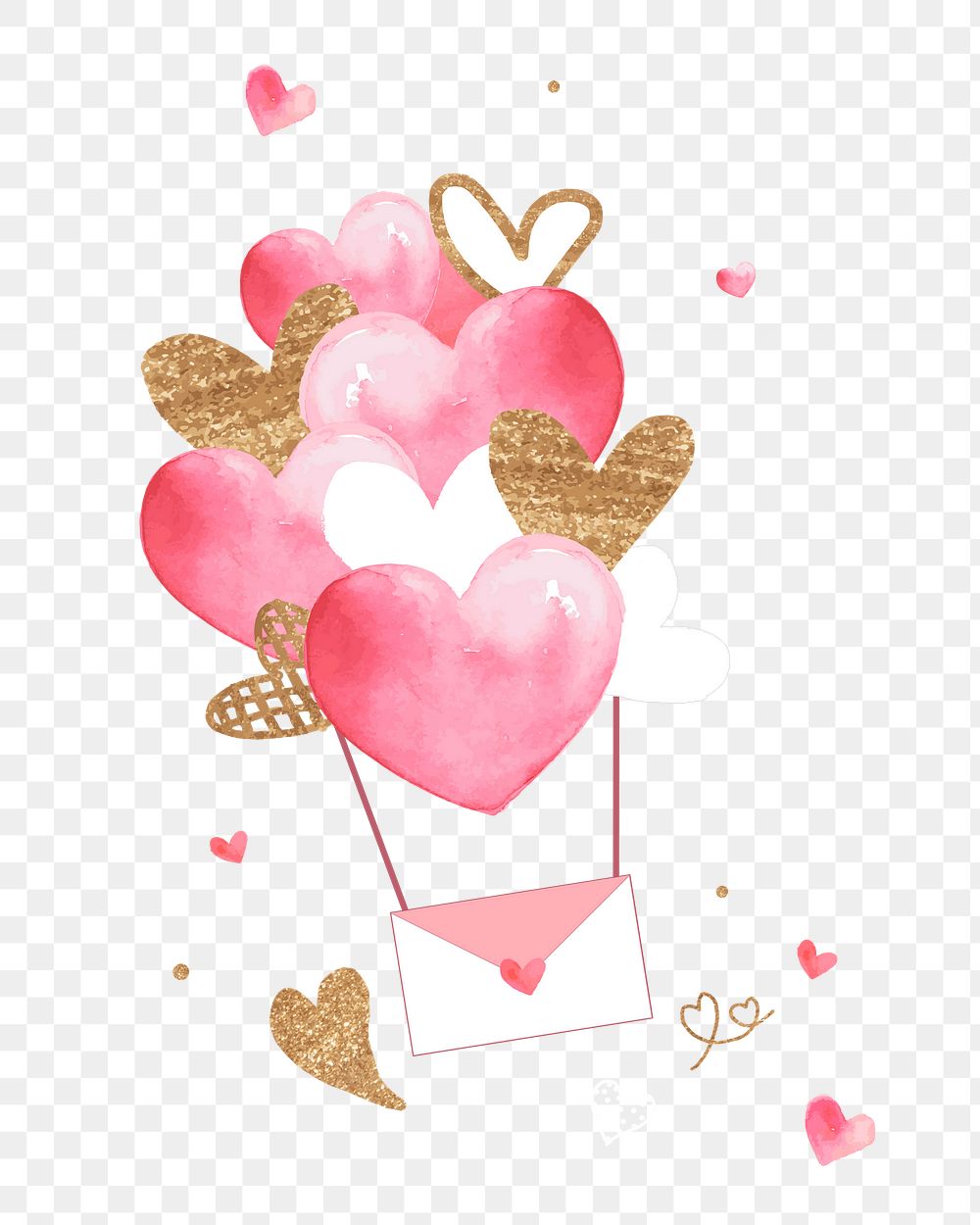 Love letter hearts png sticker, transparent background