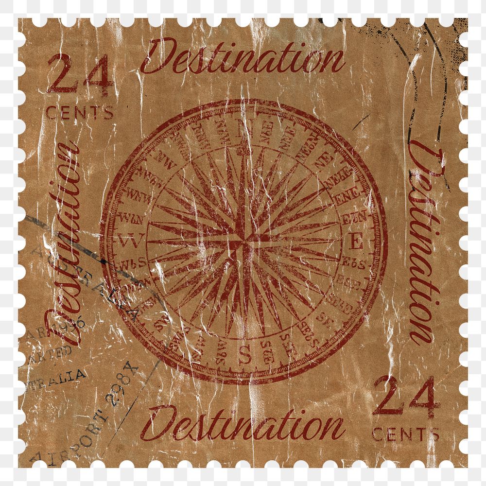 Vintage postage stamp png sticker, transparent background