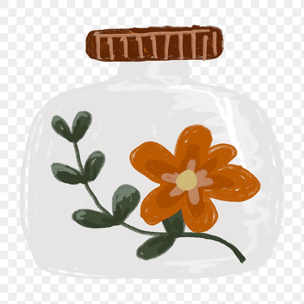 Orange flower png journal sticker, transparent background