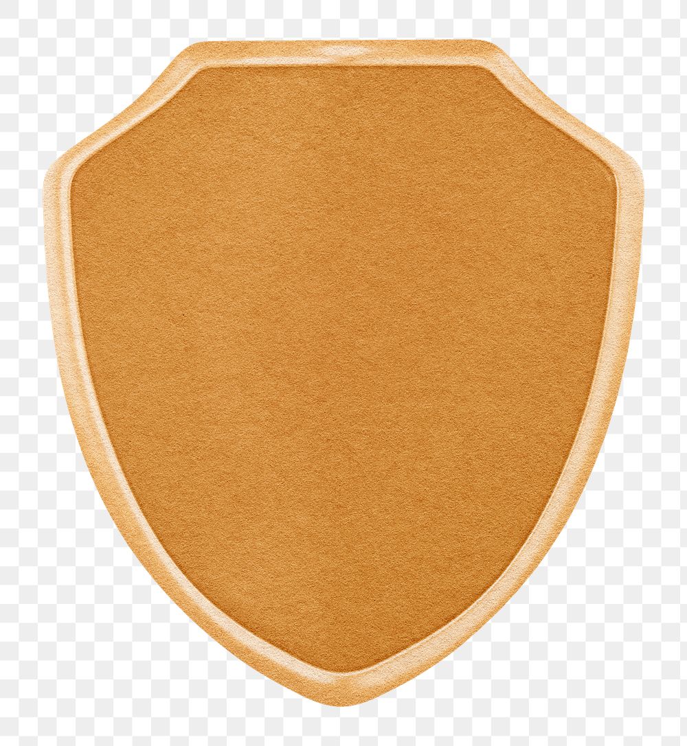 Gold shield badge png sticker, transparent background