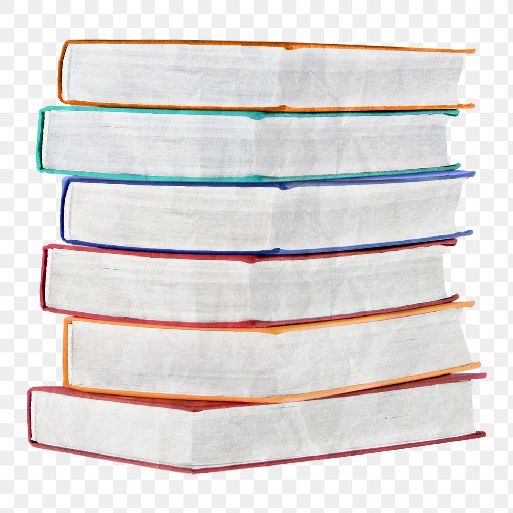 Stacked books png sticker, transparent background