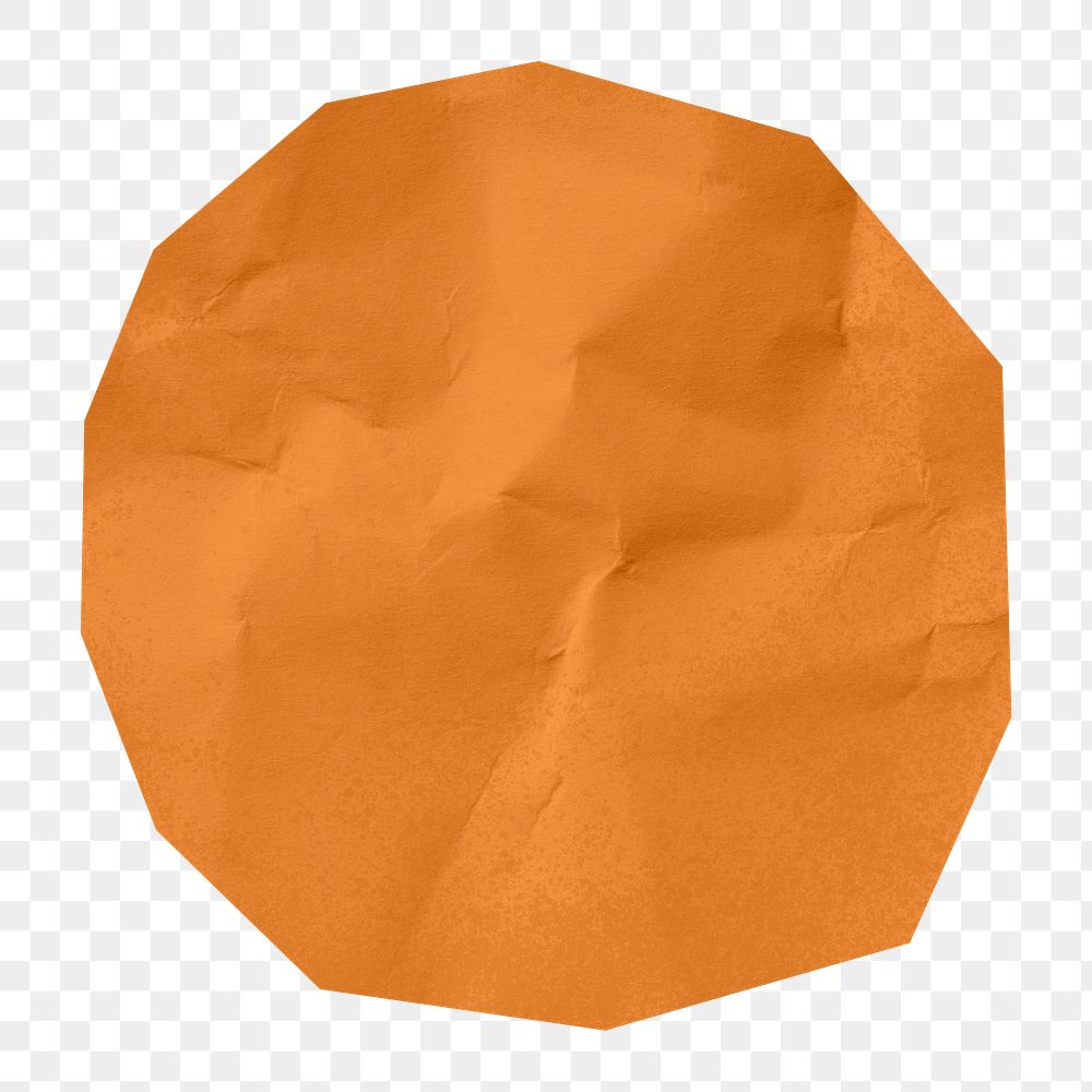 Orange paper badge png sticker, transparent background