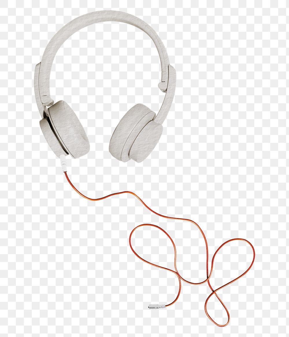 Wired headphones png music sticker, transparent background