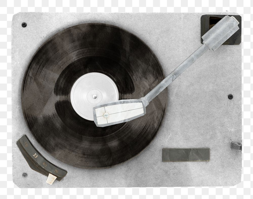 Vinyl record player png music sticker, transparent background