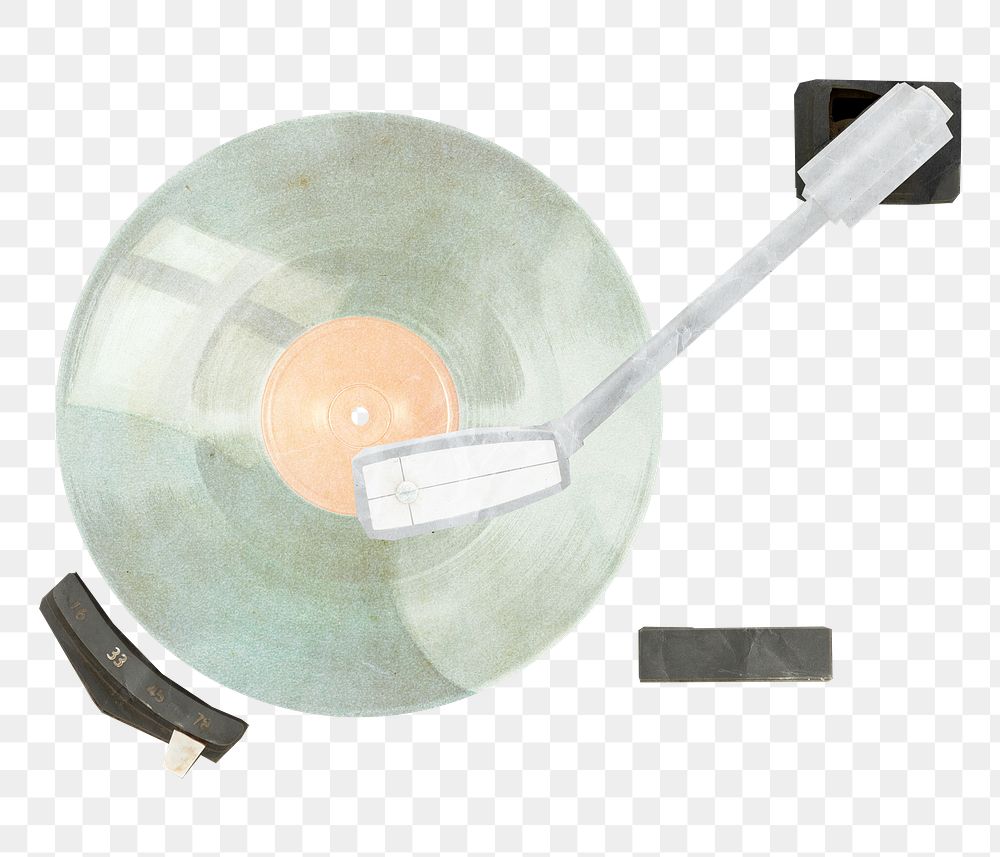 Vinyl record player png music sticker, transparent background
