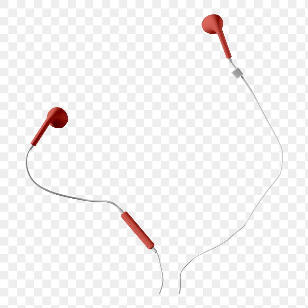 Wired earphones png music sticker, transparent background