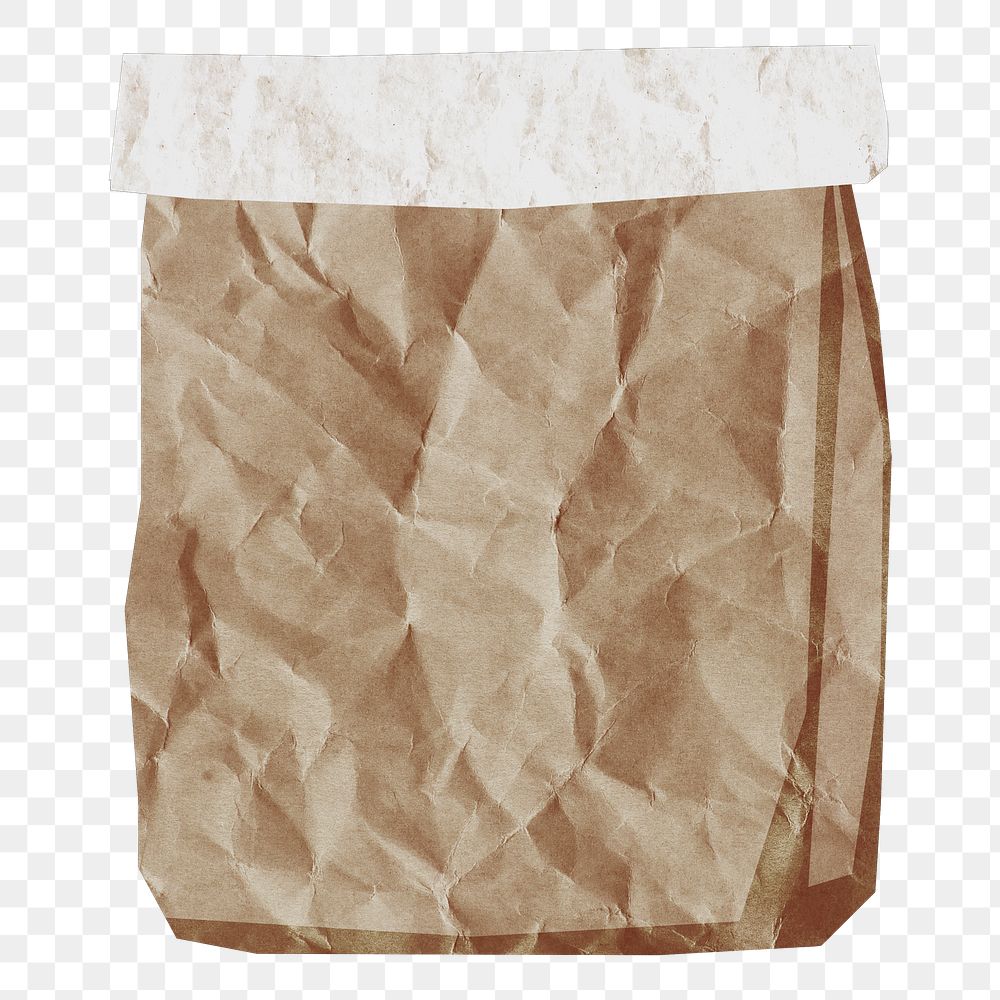 Wrinkled paper bag png sticker, transparent background