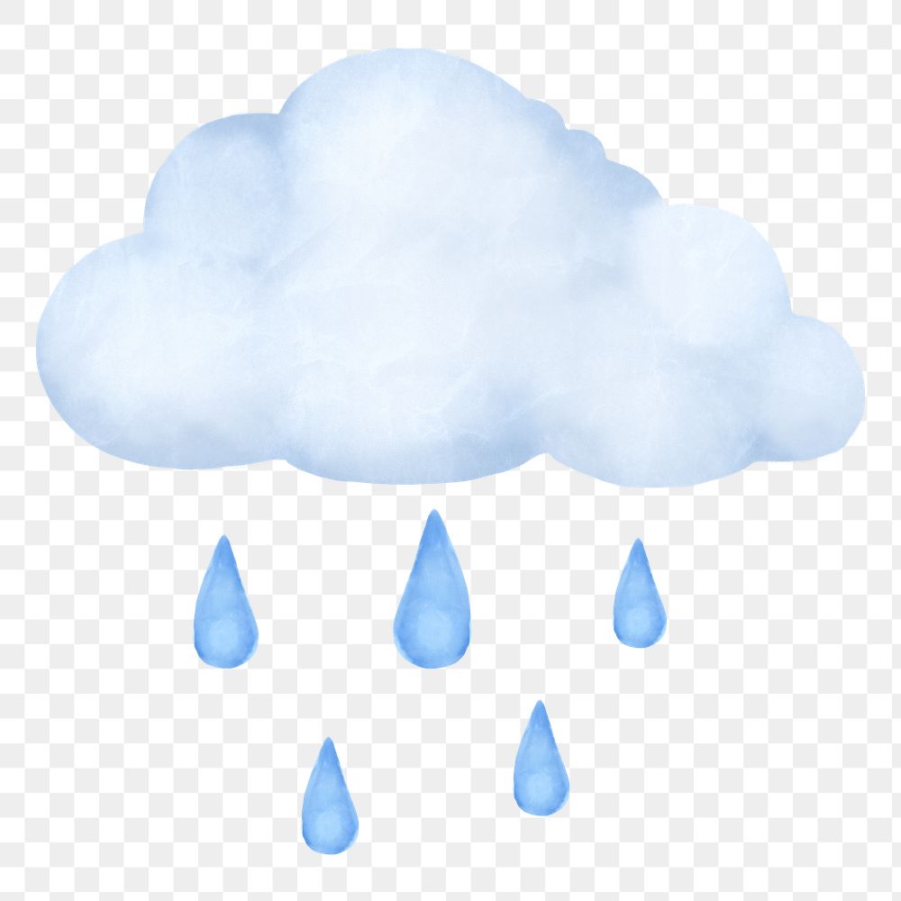 Raining cloud png weather sticker, transparent background