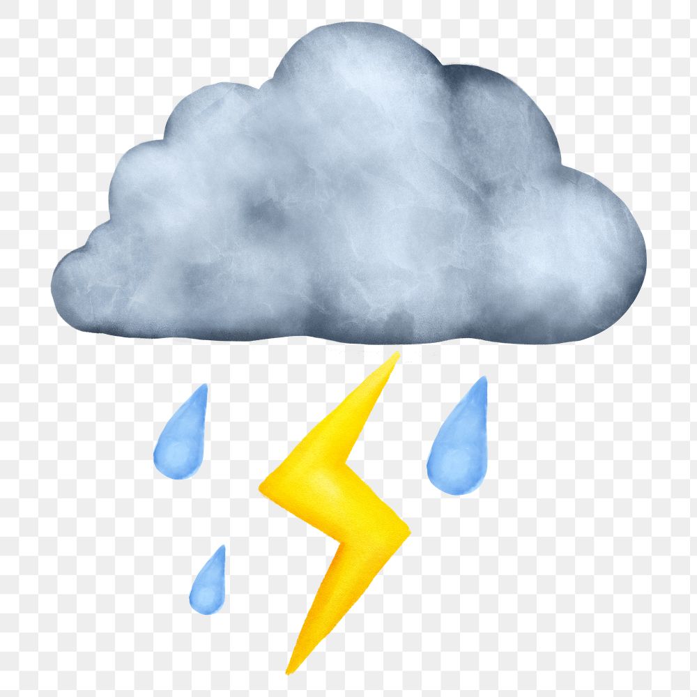 Storming cloud png weather sticker, transparent background