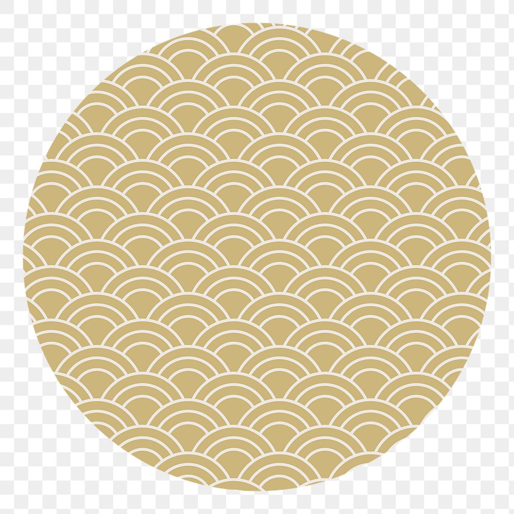 Chinese oriental patterned png badge, gold design, transparent background