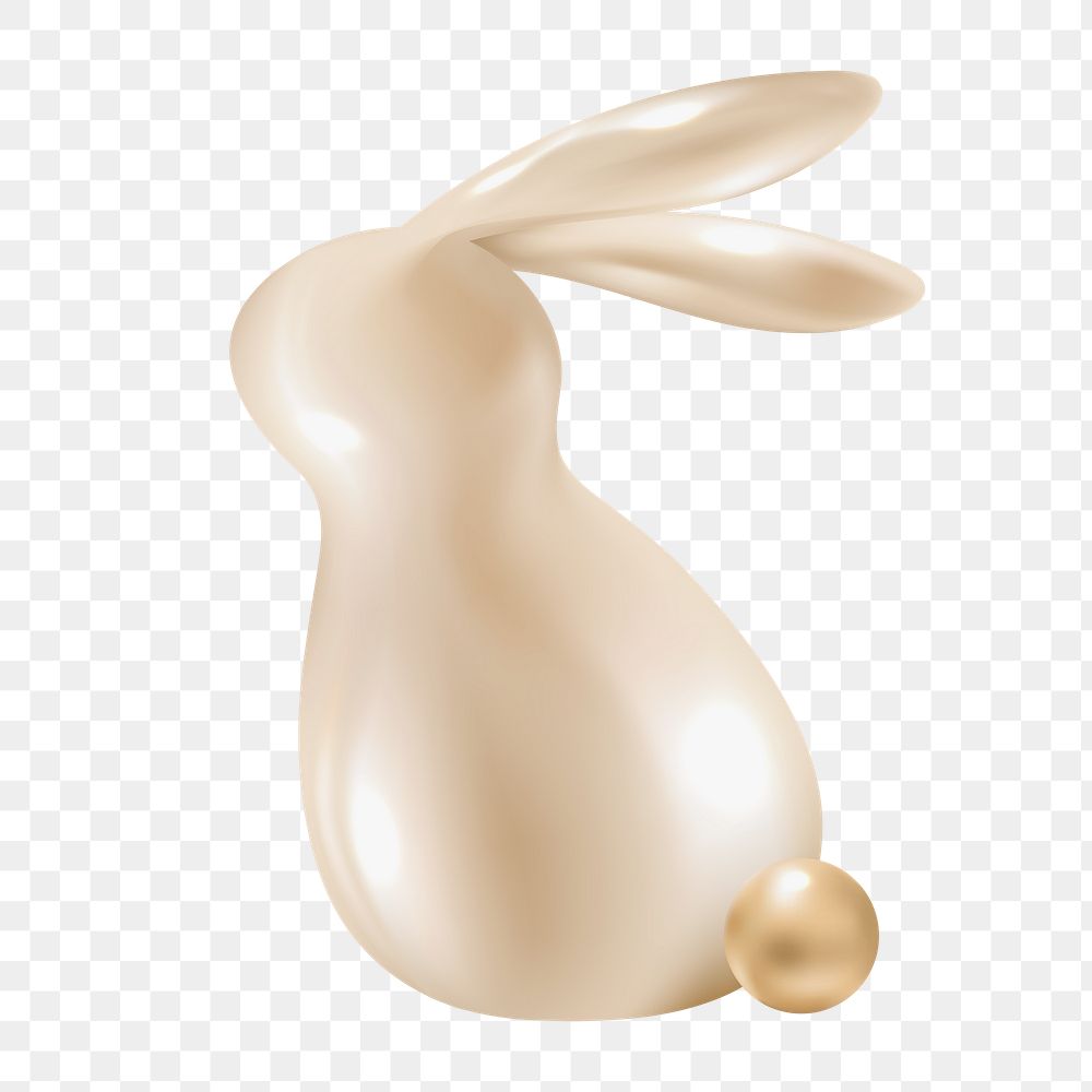3D rabbit animal png sticker, rose-gold Easter celebration graphic, transparent background