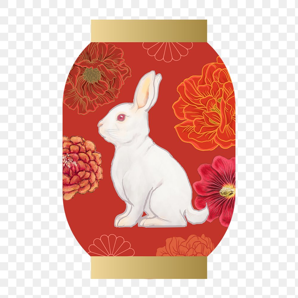 Chinese rabbit lantern png sticker, New Year celebration graphic, transparent background