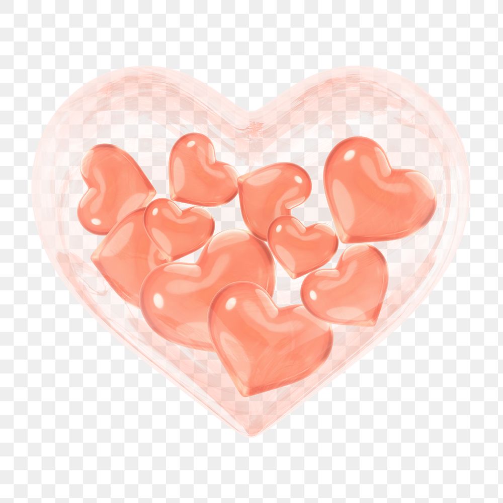 Peachy crystal heart png sticker, 3D Valentine's graphic, transparent background