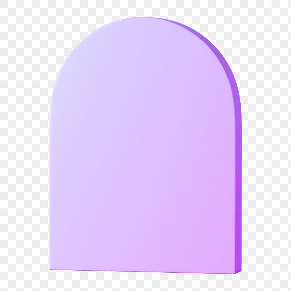 Purple gradient arch shape png sticker, 3D element, transparent background