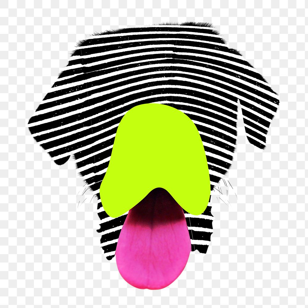 Striped dog head png sticker, abstract graphic, transparent background