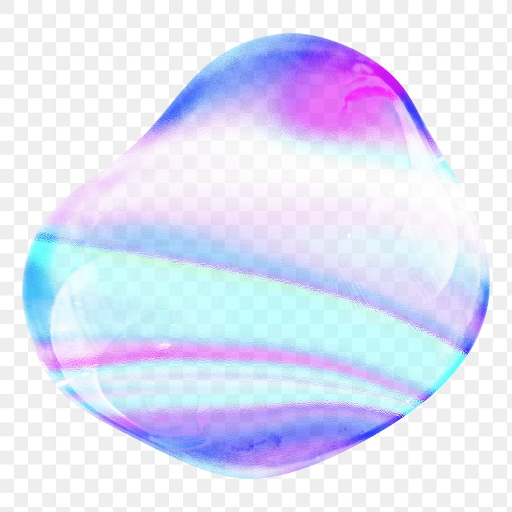 Abstract shape png iridescent bubble, transparent background