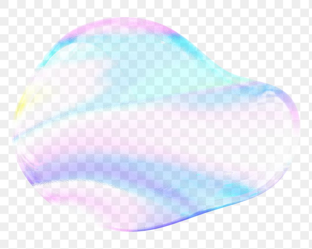 Abstract shape png iridescent bubble, transparent background