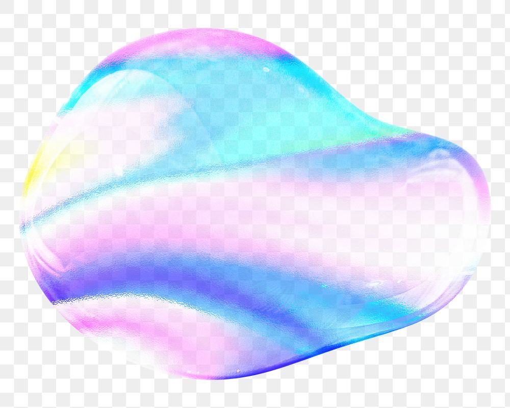 Abstract shape png holographic bubble, transparent background