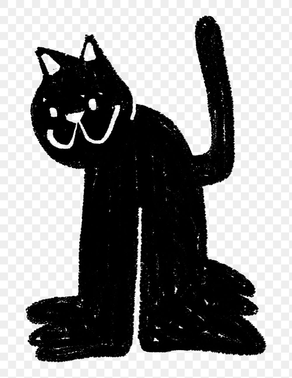 Black cat png sticker, animal doodle graphic, transparent background