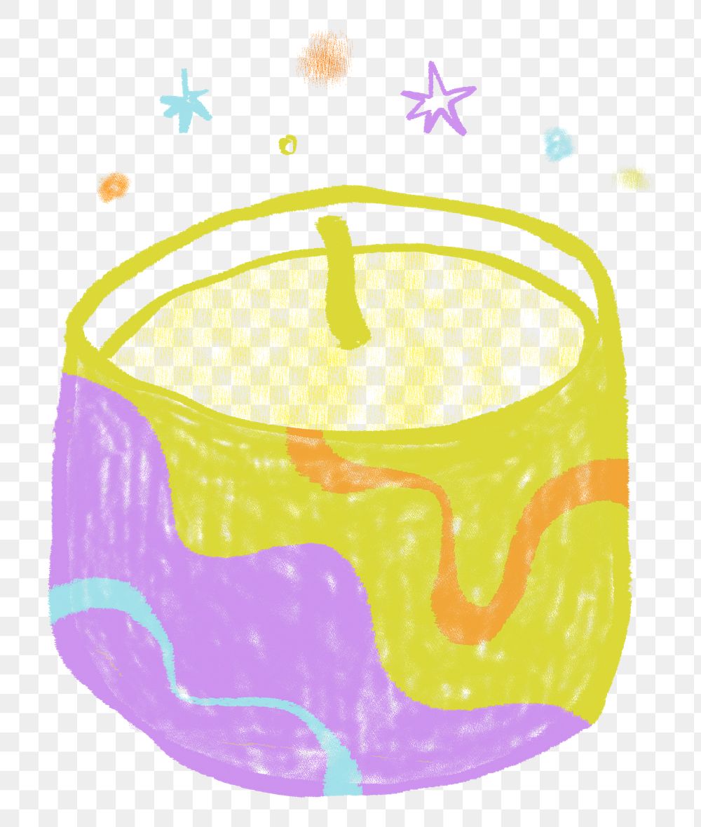 Scented candle png sticker, aromatherapy doodle, transparent background