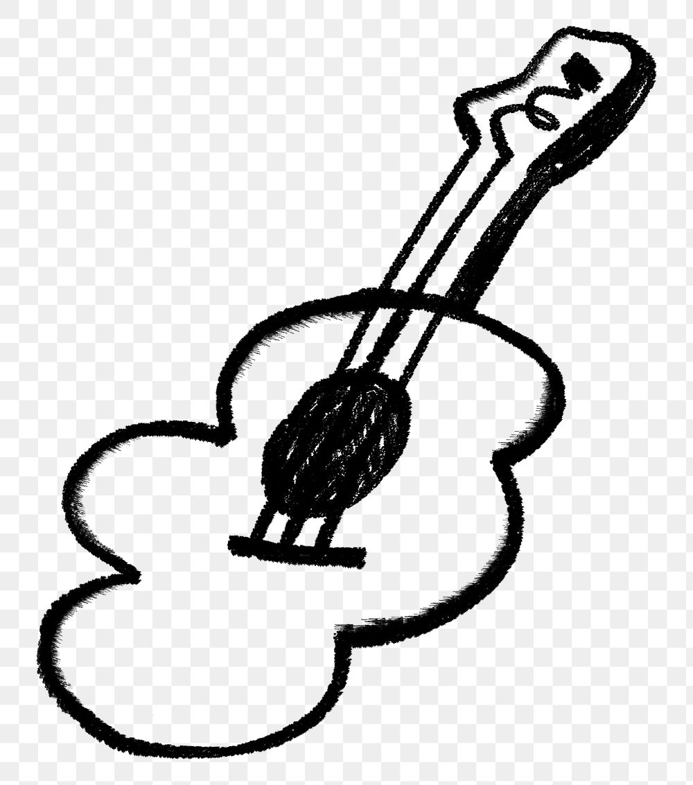 Acoustic guitar png sticker, music doodle, transparent background