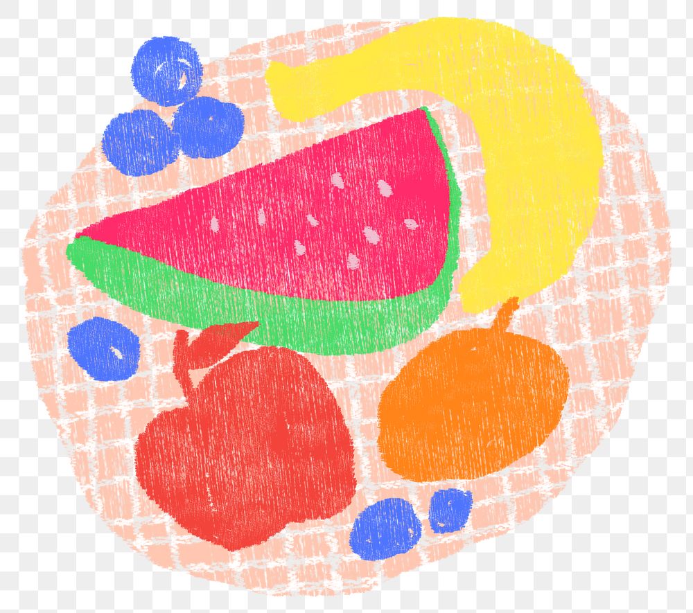 Fruit platter png sticker, doodle design, transparent background
