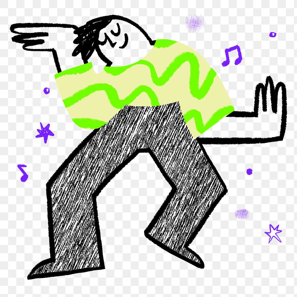 Woman dancing doodle png sticker, party graphic, transparent background