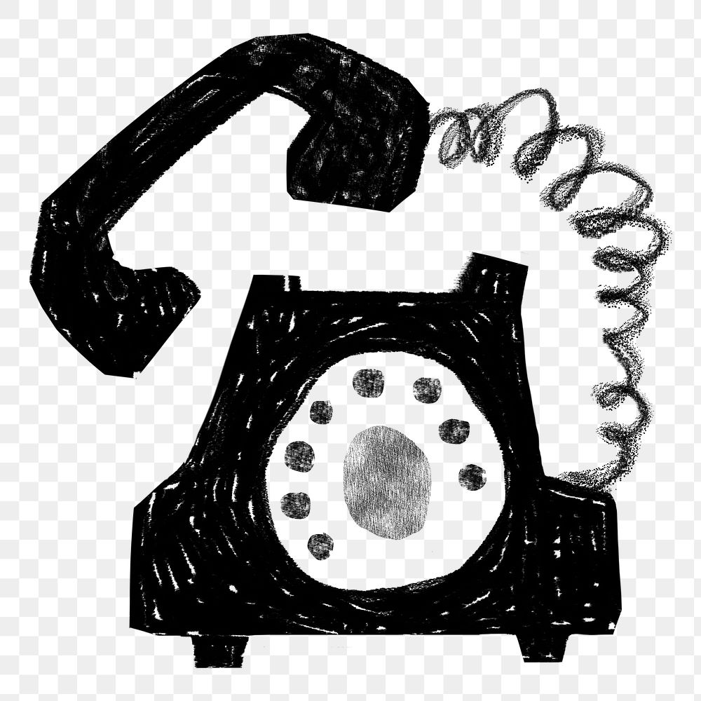 Retro rotary telephone png doodle, transparent background