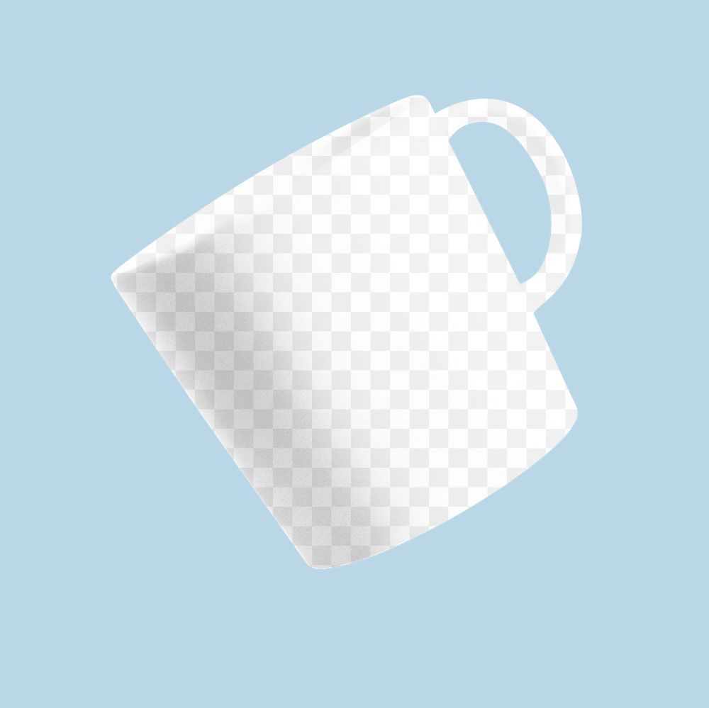 Coffee mug png mockup, blue transparent design