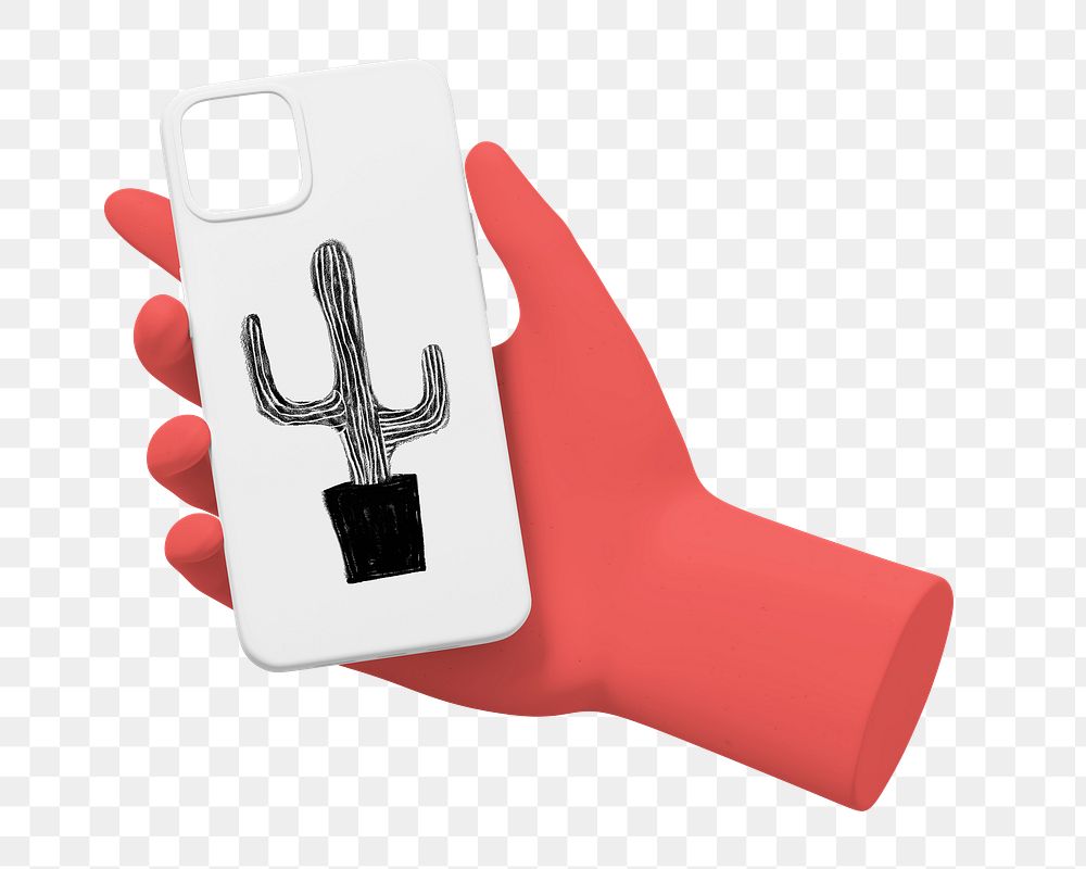 3D cactus png phone case, mobile accessory, transparent background