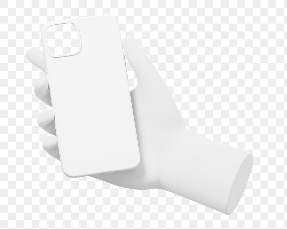 3D white phone case png, mobile accessory, transparent background