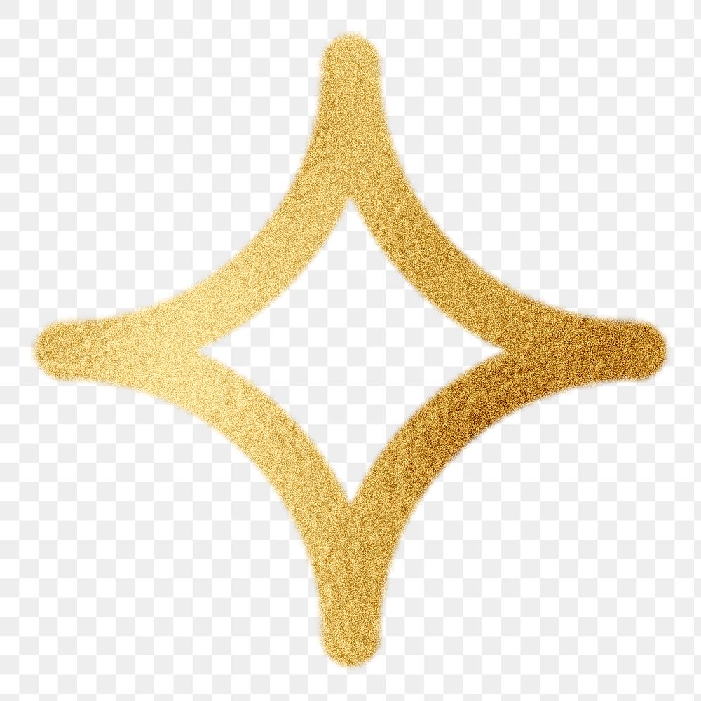 PNG gold sparkle icon sticker, transparent background