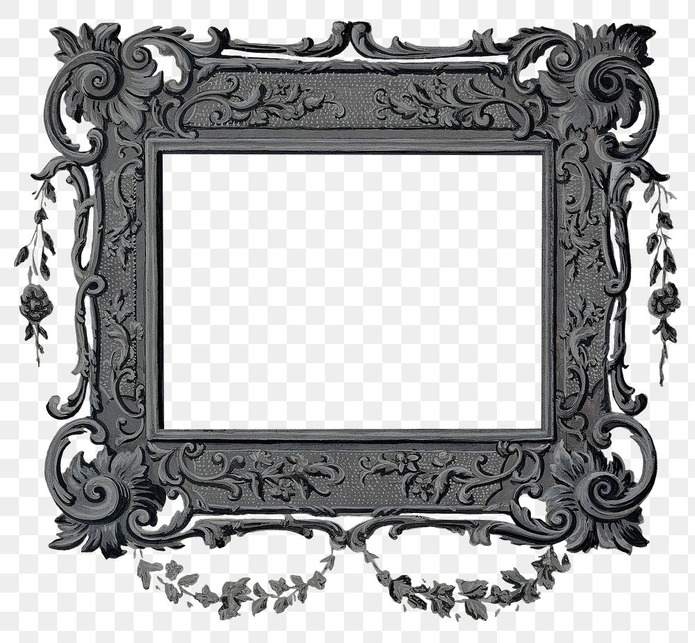 Black vintage png photo frame, luxurious design on transparent background, remixed from the artwork of Nicholas Acampora