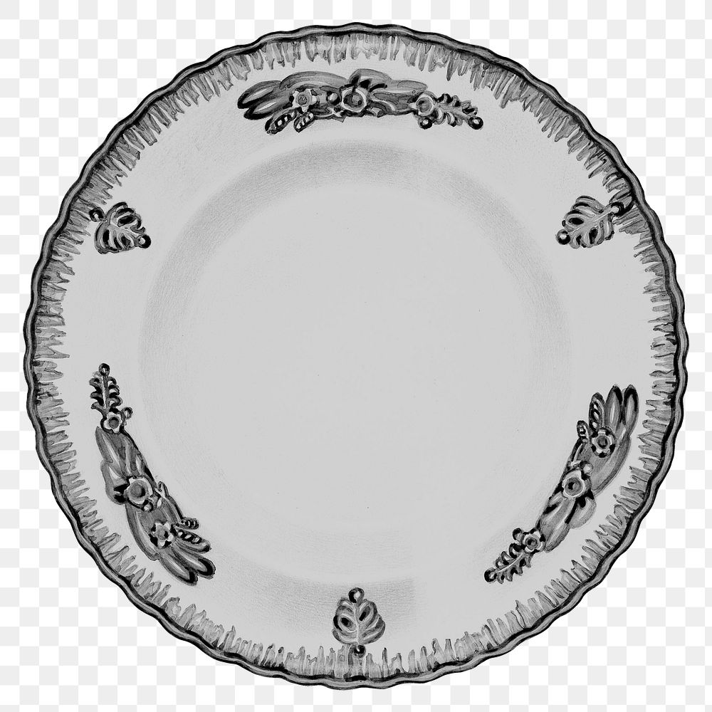 Vintage ceramic plate png sticker, antique object illustration, transparent background