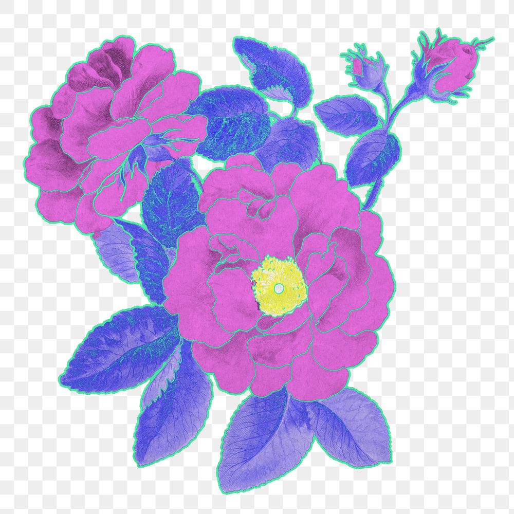 Pink rose png flower sticker, transparent background, remixed by rawpixel
