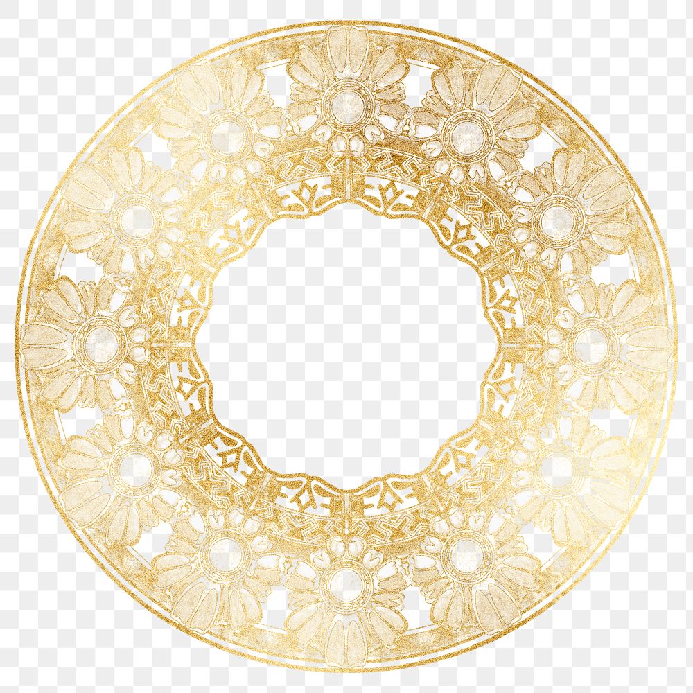 Art nouveau png flower pattern ornament on transparent background, remixed from the artworks of Alphonse Maria Mucha