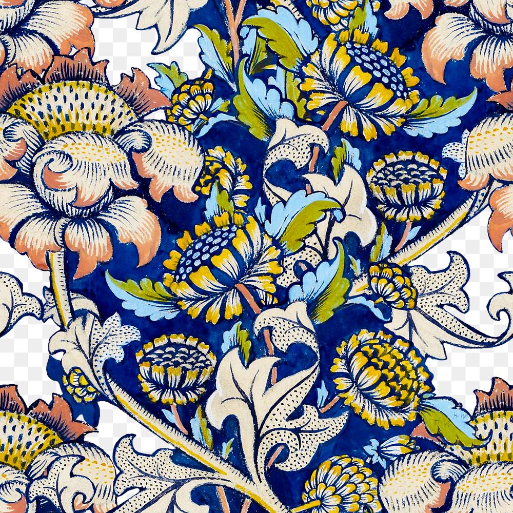 Floral pattern png William Morris&rsquo;s famous Art Nouveau artwork, transparent background, remixed by rawpixel