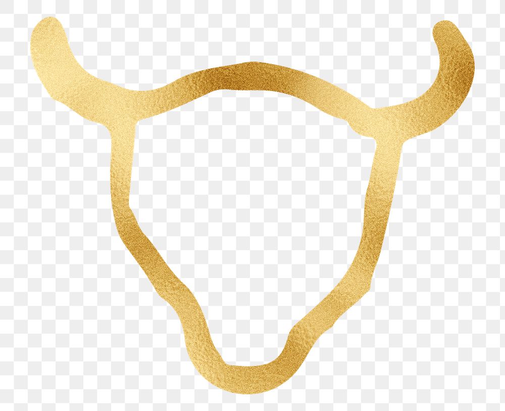 Gold Taurus png zodiac sign sticker, transparent background