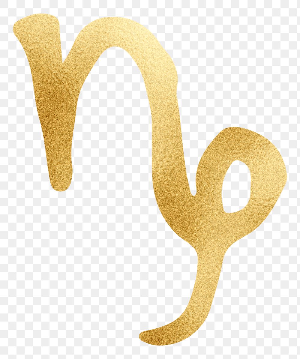 Gold Capricorn png zodiac sign sticker, transparent background