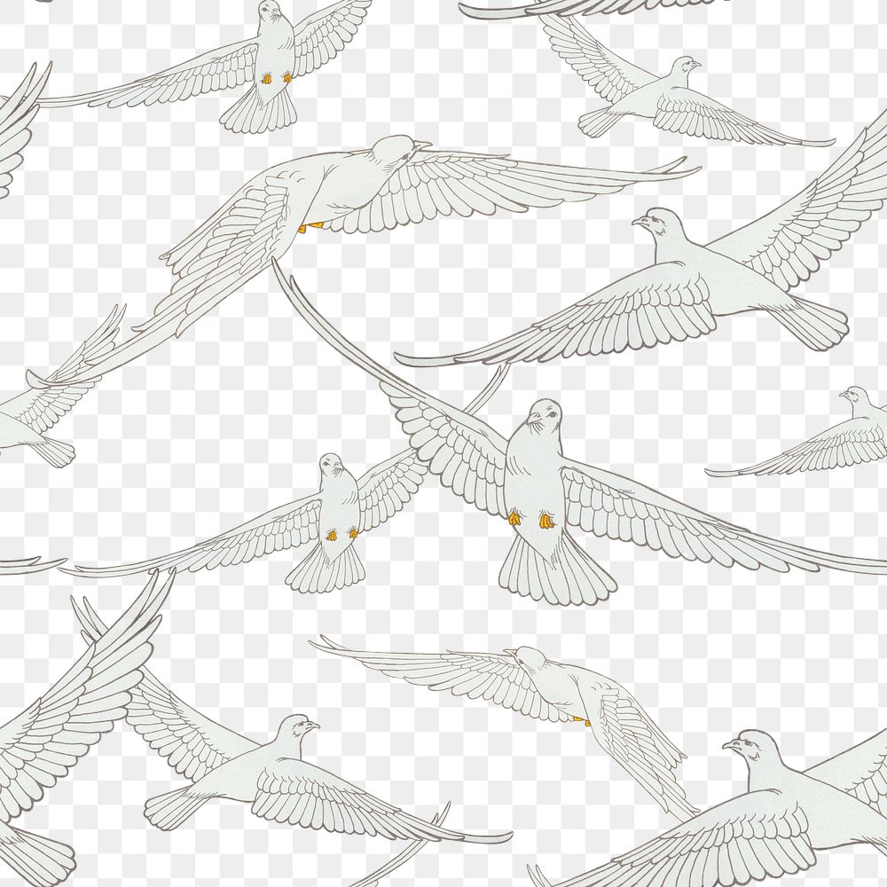 White bird png dove pattern sticker, transparent background, remixed by rawpixel