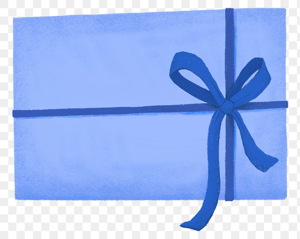 Blue birthday png gift box sticker, cute illustration, transparent background