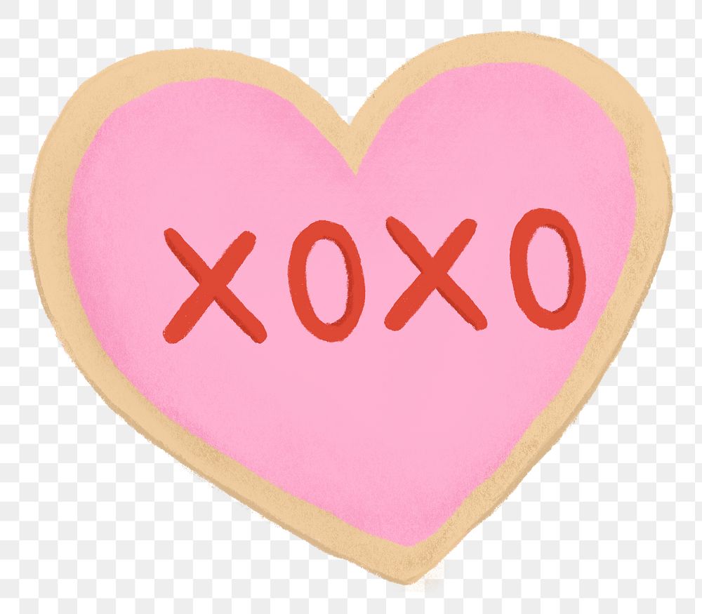 Xoxo heart cookie png sticker, Valentine's graphic, transparent background
