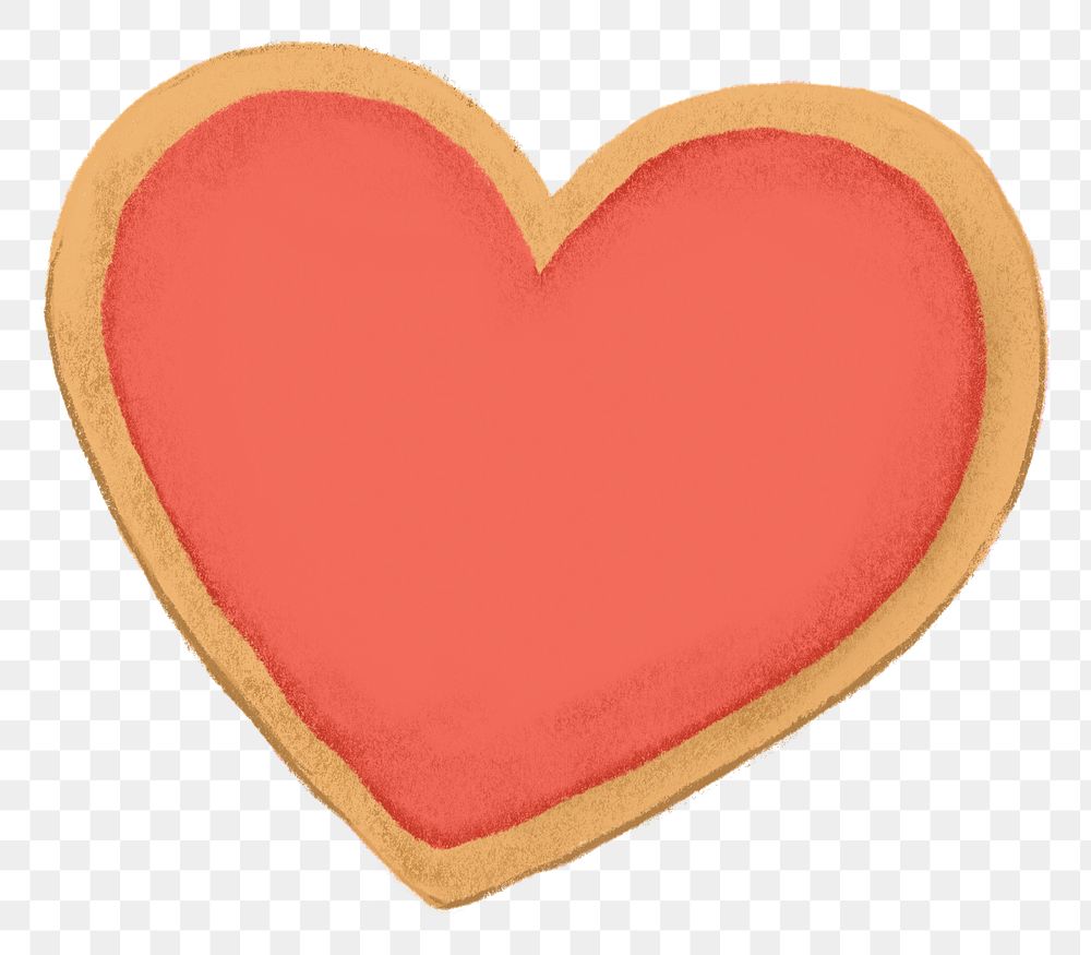 Red heart cookie png sticker, Valentine's graphic, transparent background